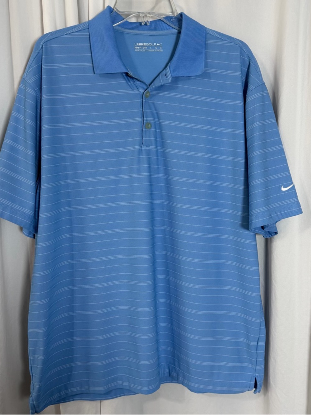Nike Light Blue Striped Golf Polo